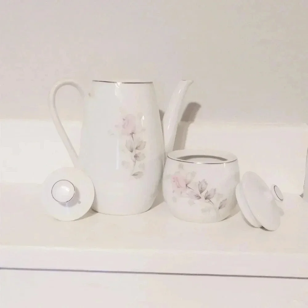 Mt. Xira Fine China Japan, Pink Rose‎ Tea Pot Set